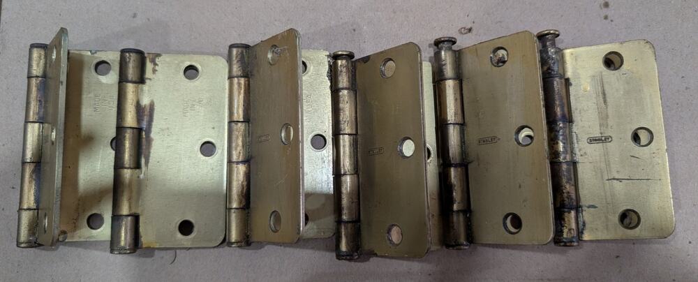 Set of 6 Vintage Stanley Brass Hinges